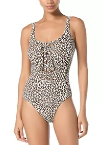 Lace Up One Piece Swimsuit