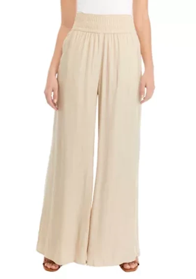 Women's Linen Like Smocked Waist Swing Pants