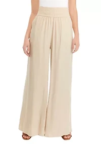 Women's Linen Like Smocked Waist Swing Pants