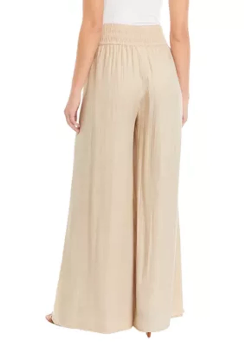 Women's Linen Like Smocked Waist Swing Pants