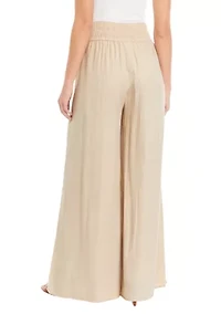 Women's Linen Like Smocked Waist Swing Pants