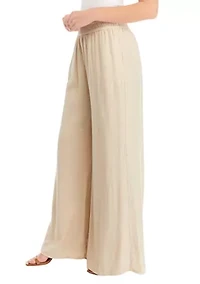 Women's Linen Like Smocked Waist Swing Pants