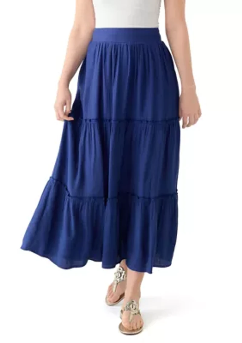 Women's Ruffle Hem Midi Skirt
