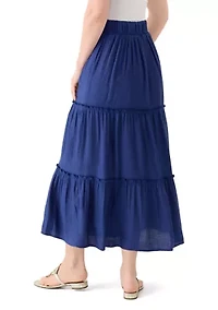 Women's Ruffle Hem Midi Skirt