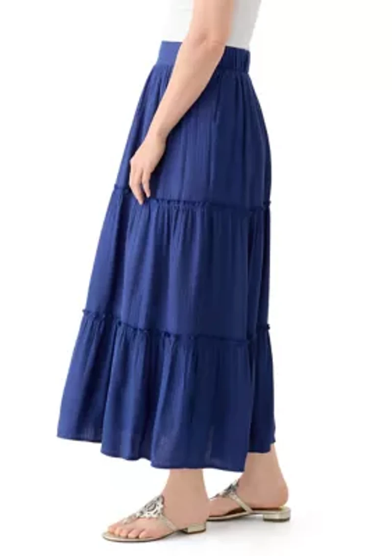 Women's Ruffle Hem Midi Skirt