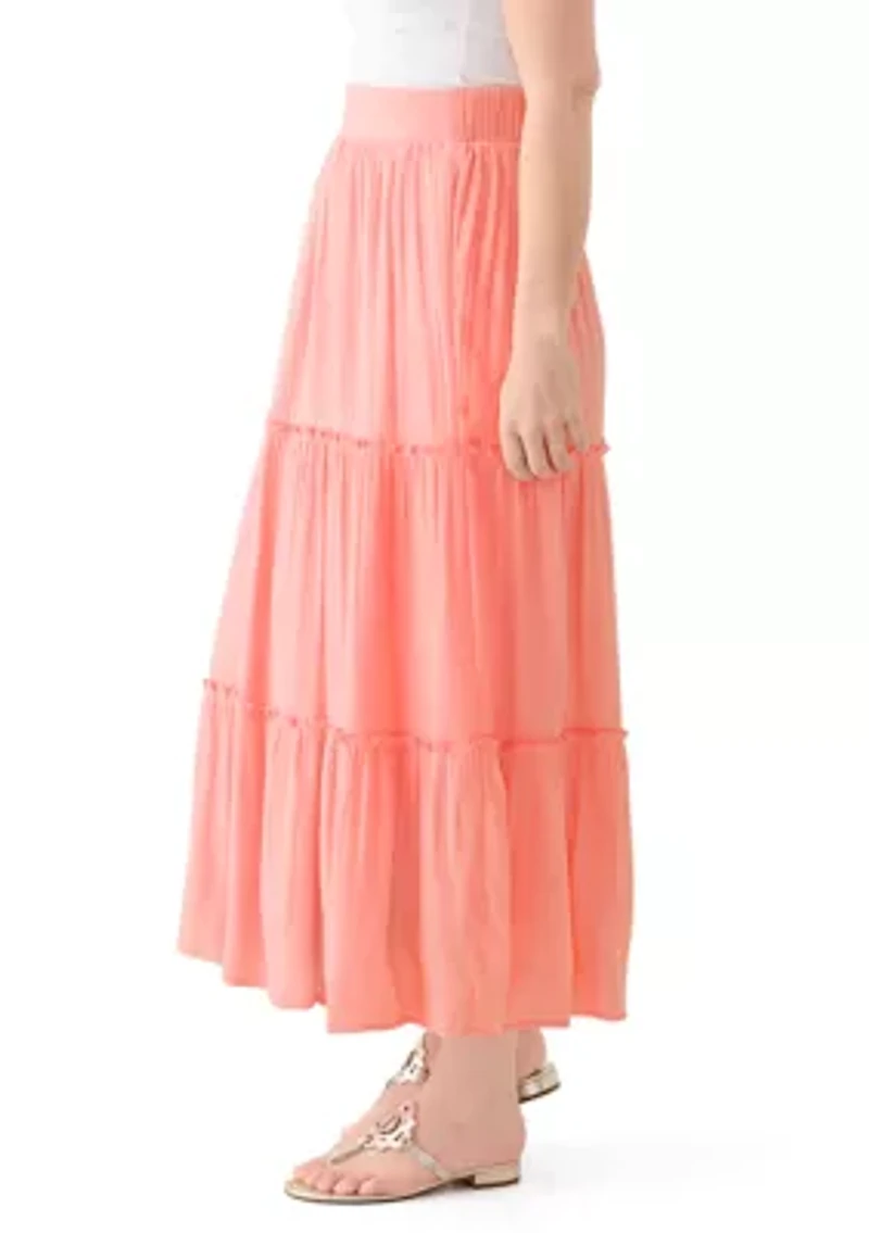 Women's Ruffle Hem Midi Skirt