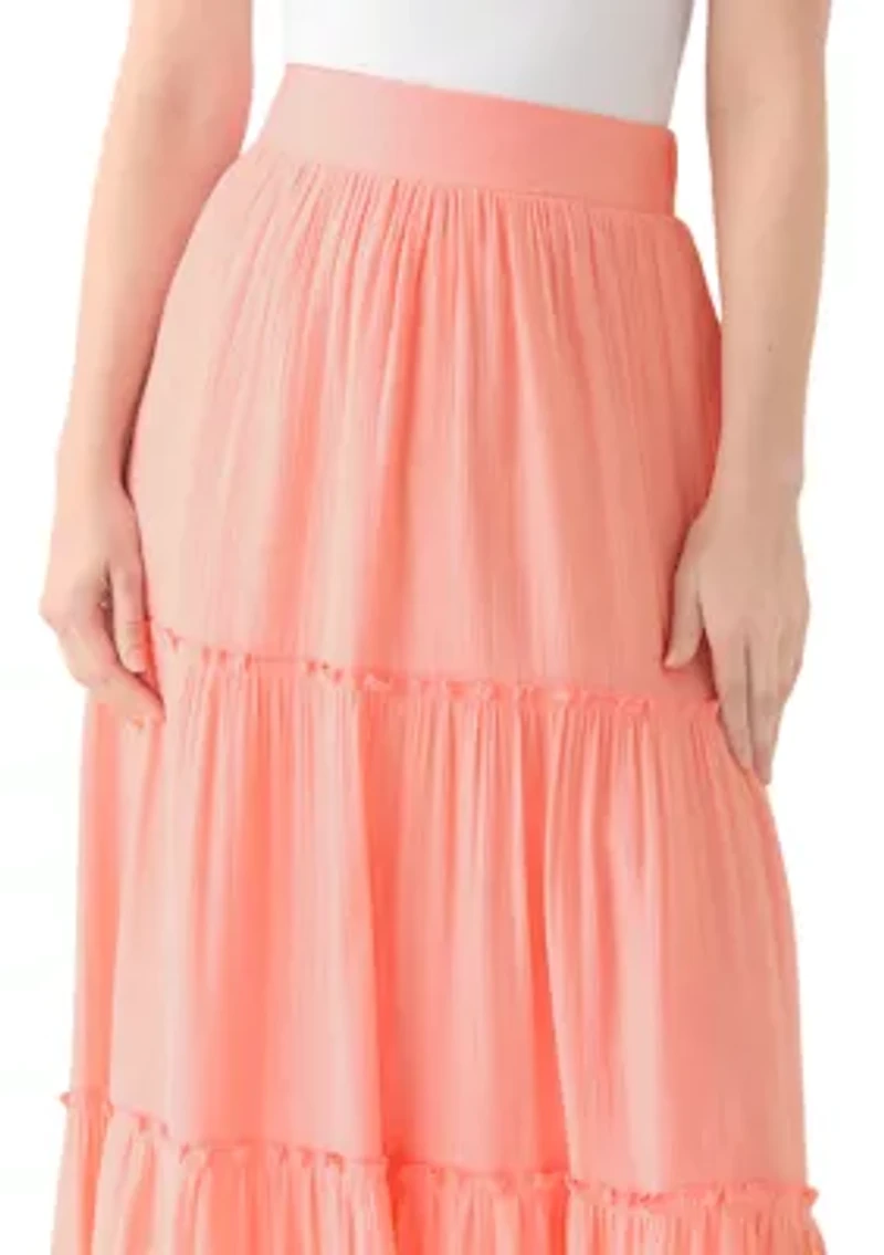 Women's Ruffle Hem Midi Skirt