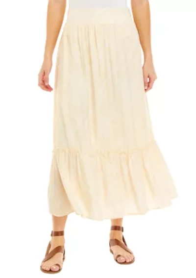 Petite Linen-Like Ruffle Hem Skirt