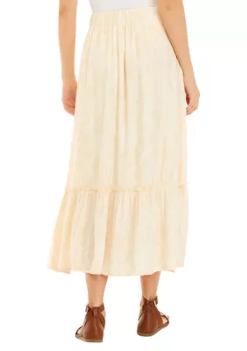 Petite Linen-Like Ruffle Hem Skirt