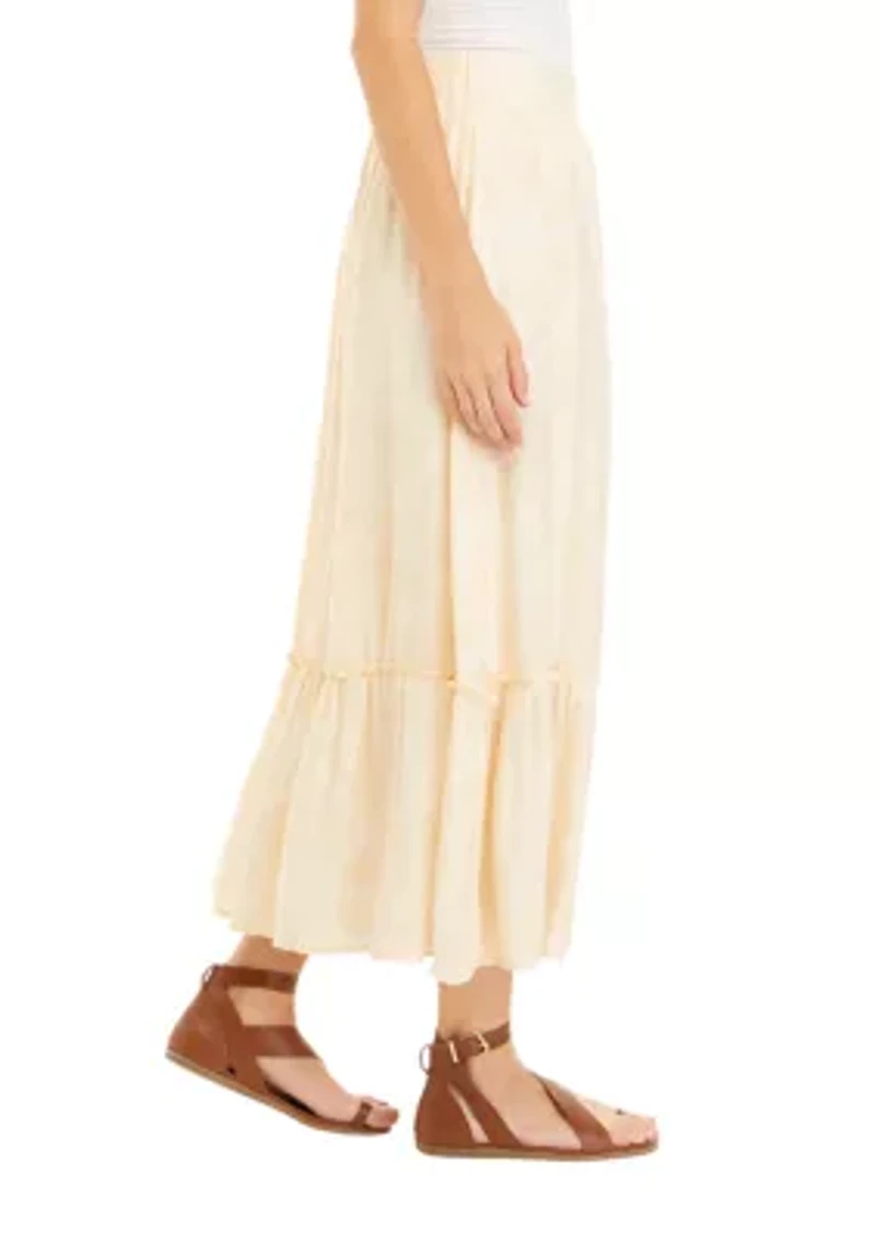 Petite Linen-Like Ruffle Hem Skirt