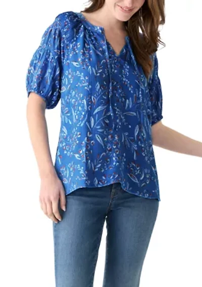 Women's Printed Puff Sleeve Top