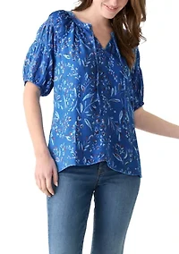 Women's Printed Puff Sleeve Top