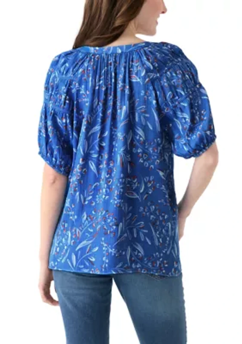 Women's Printed Puff Sleeve Top