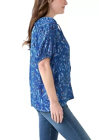 Women's Printed Puff Sleeve Top