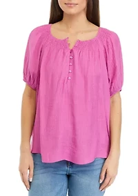 Petite Linen Like Solid Top