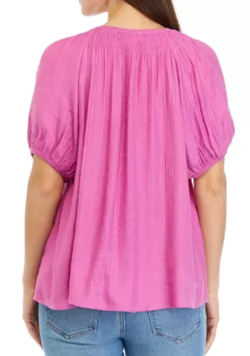 Petite Linen Like Solid Top