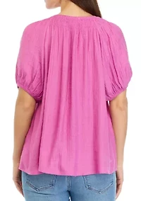 Petite Linen Like Solid Top
