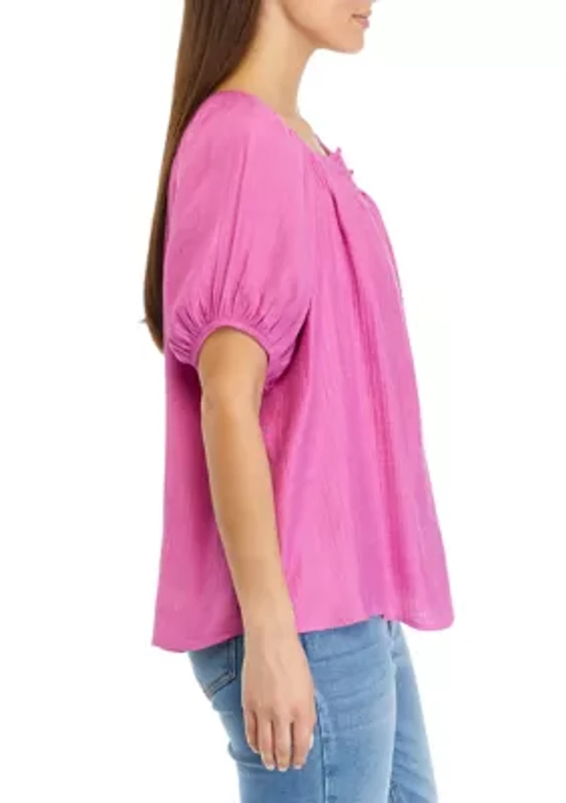 Petite Linen Like Solid Top