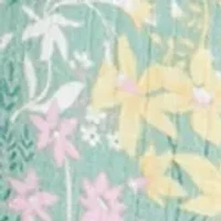 Petite Printed Linen Like Peasant Blouse