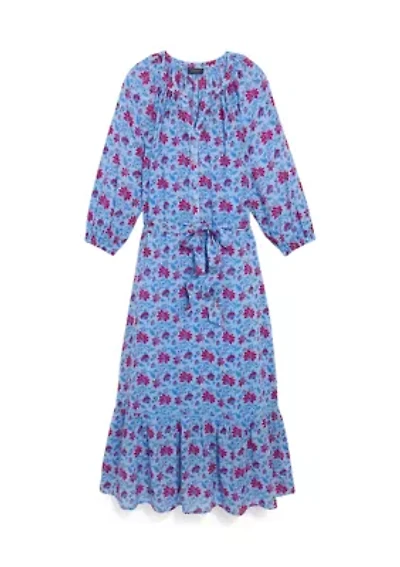 Women's Long Sleeve Tie Waist Maxi Dress