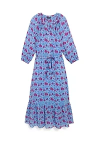 Women's Long Sleeve Tie Waist Maxi Dress