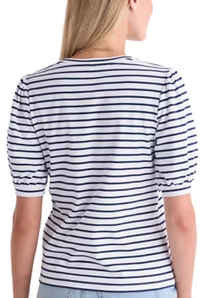 Women's Puff Sleeve Striped Top