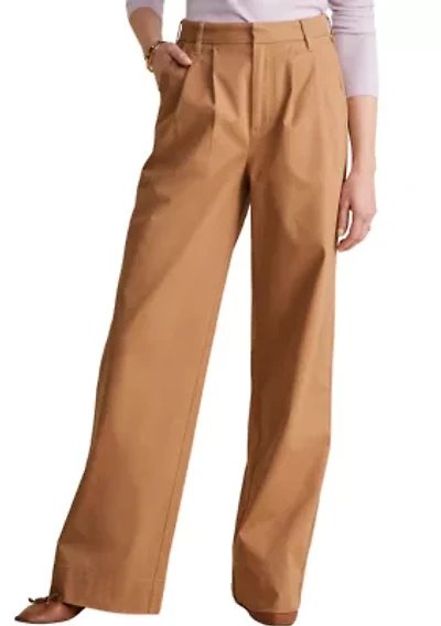 Pleated Wide Leg Chino Pants