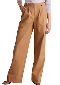 Pleated Wide Leg Chino Pants