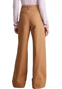 Pleated Wide Leg Chino Pants