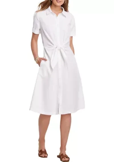 Women's Tie Front Linen Dress
