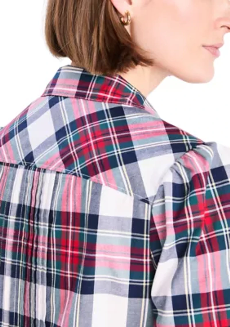 Women's Holiday Plaid Popover Dress