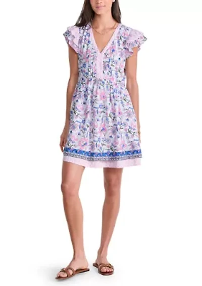 Women's Printed Flutter Sleeve Dress