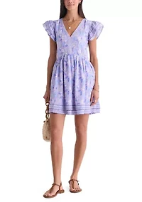Women's Printed Flutter Sleeve Dress