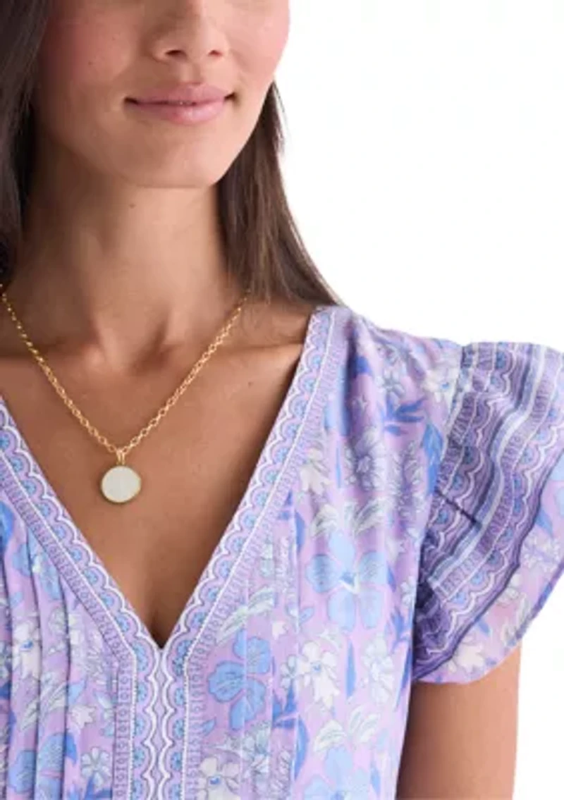 Women's Printed Flutter Sleeve Dress