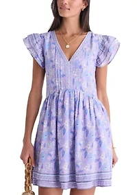 Women's Printed Flutter Sleeve Dress