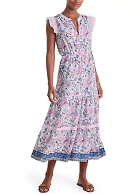 Women's Abigail Tie Waist Flutter Sleeve Maxi Dress
