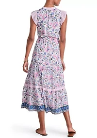 Women's Abigail Tie Waist Flutter Sleeve Maxi Dress