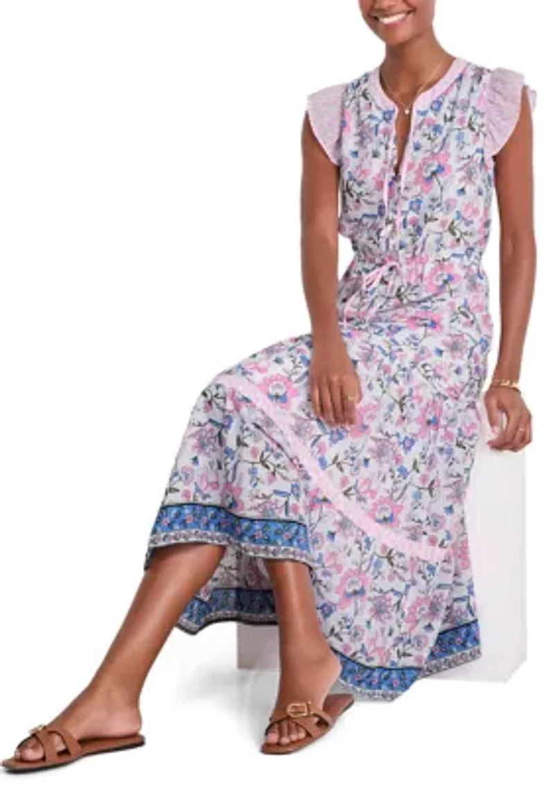 Women's Abigail Tie Waist Flutter Sleeve Maxi Dress