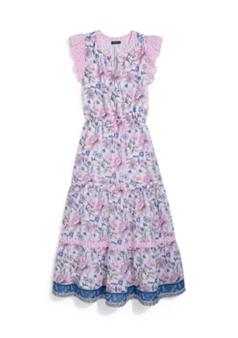 Women's Abigail Tie Waist Flutter Sleeve Maxi Dress