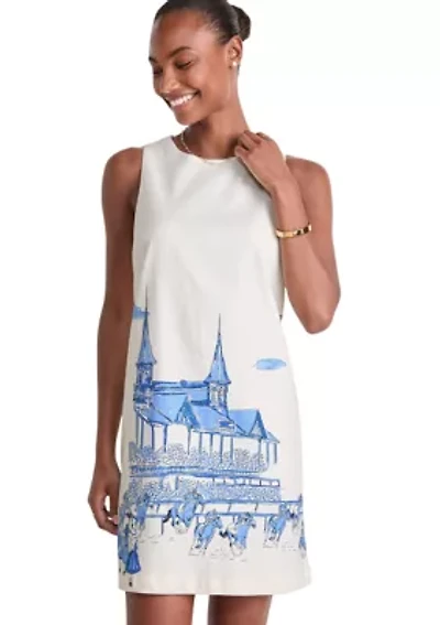 Women's Sleeveless Linen Toile Shift Dress