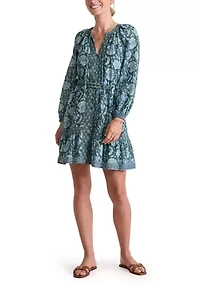 Women's Long Blouson Sleeve Printed Dress