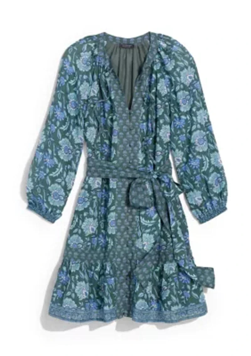 Women's Long Blouson Sleeve Printed Dress