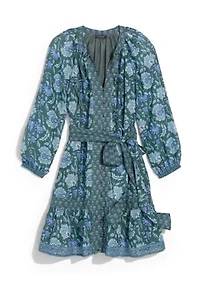 Women's Long Blouson Sleeve Printed Dress