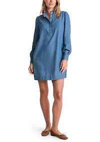 Women's Long Sleeve Chambray Popover Dress