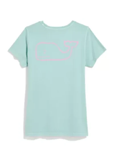 Women's Garment Dyed Vintage Whale Short Sleeve Pocket T-Shirt