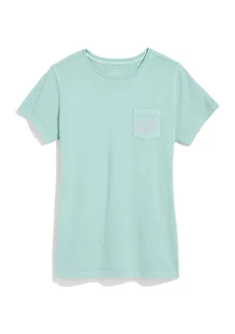 Women's Garment Dyed Vintage Whale Short Sleeve Pocket T-Shirt