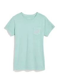 Women's Garment Dyed Vintage Whale Short Sleeve Pocket T-Shirt