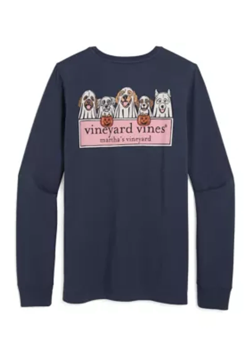 Women's Long Sleeve Dog Halloween Graphic T-Shirt