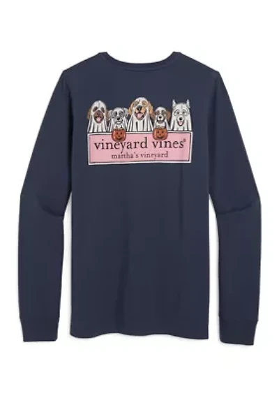 Women's Long Sleeve Dog Halloween Graphic T-Shirt