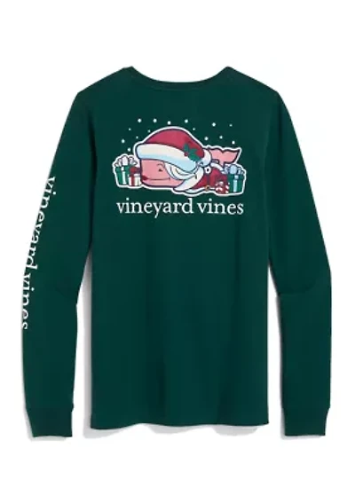 Women's Long Sleeve Mrs. Claus Whale Logo Graphic T-Shirt